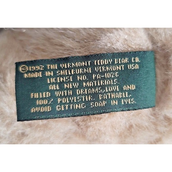 Vintage Vermont Teddy Bear Co Plush White Gown Purple Hat Medium USA 1993 - Picture 7 of 14